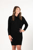 Image of Marble Sparkle Embellished Cowl Neck Sweater Dress - Black