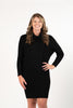 Image of Marble Sparkle Embellished Cowl Neck Sweater Dress - Black