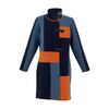 Image of Marble Buckle Front Color Block Long Cardigan - Navy/Denim/Orange