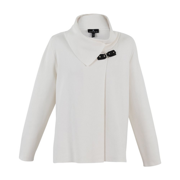 Marble Buckle Detail Cotton Cardigan - White