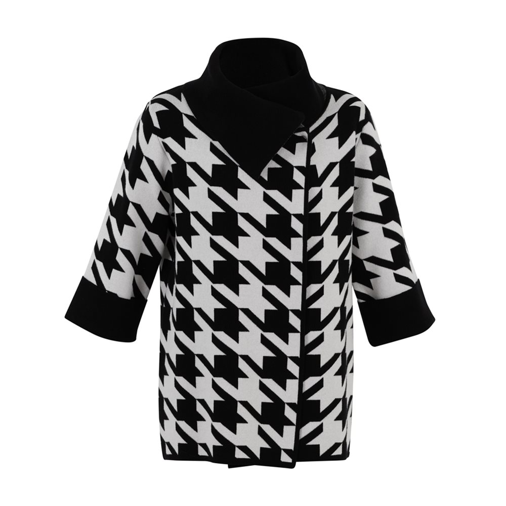 Marble Houndstooth Sweater Jacket - Black/White
