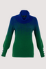 Image of Marble Speckle Ombré Cotton Cowl Neck Sweater - Royal/Green