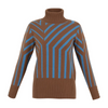 Image of Marble Turtleneck Geometric Print Button Sleeve Sweater - Camel/Powder Blue