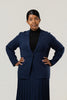 Image of Marble One Button Sweater Knit Blazer - Navy