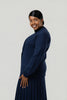 Image of Marble One Button Sweater Knit Blazer - Navy