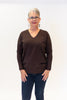 Image of Metric Knits V-Neck Drop Shoulder Sweater - French Roast
