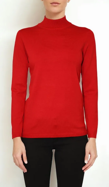 Metric Knits Mock Neck Sweater - Urban Red