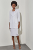 Image of Ming Wang Metallic Stud Detail Textured Knit Jacket - White/Silver