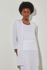Image of Ming Wang Metallic Stud Detail Textured Knit Jacket - White/Silver