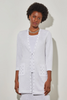 Image of Ming Wang Metallic Stud Detail Textured Knit Jacket - White/Silver
