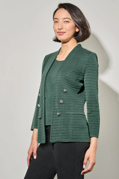 Ming Wang Tailored Fit Ottoman Stitch Knit Jacket - Viridian Green