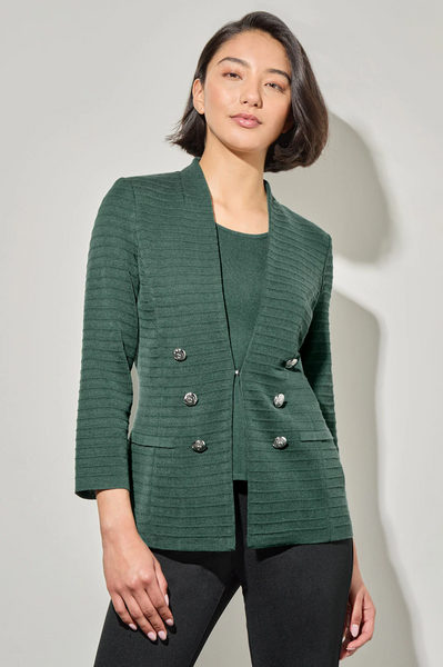 Ming Wang Tailored Fit Ottoman Stitch Knit Jacket - Viridian Green