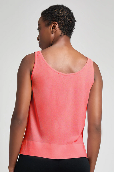 Ming Wang Side Slit Soft Knit Tank - Sunkist Coral