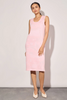 Image of Ming Wang Abstract Shimmer Soft Knit Dress Plus Size - Rosy Blush/White