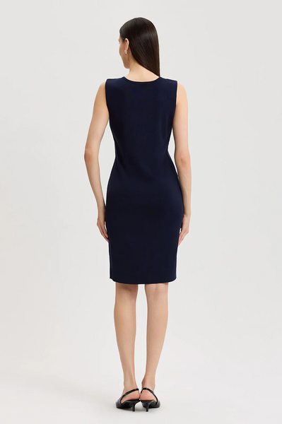 Ming Wang Sleeveless Scoop Neck Sheath Knit Dress - Indigo Blue