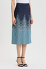 Image of Ming Wang Flared Linear Ombre Soft Knit Pull On Skirt - Indigo/Multicolor