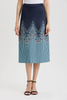 Image of Ming Wang Flared Linear Ombre Soft Knit Pull On Skirt - Indigo/Multicolor
