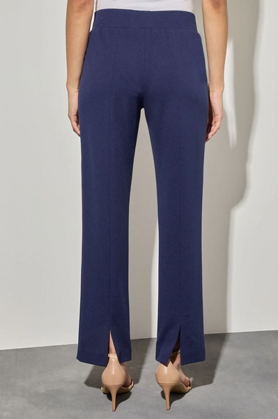 Ming Wang Deco Crepe Straight Leg Pull-On Ankle Pant - Regatta Blue