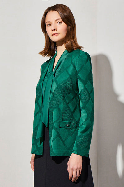 Ming Wang Long Sleeve Diamond Jacket - Jewel Green
