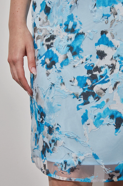 Ming Wang Floral Print Midi Sheath Dress - Blue/Multicolor