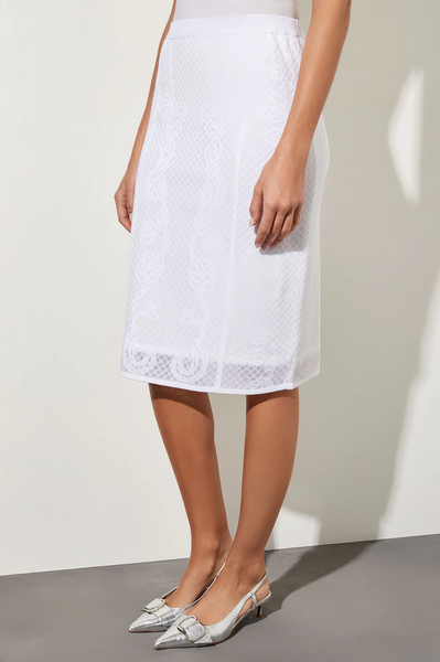 Ming Wang Soutache Jacquard Knit Pencil Skirt - White