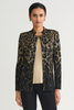 Image of Ming Wang Leopard Print Jacquard Knit Jacket - Black/Multicolor/Animal Print
