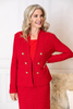 Image of Ming Wang Tailored Tonal Eyelash Tweed Knit Jacket - Holiday Red