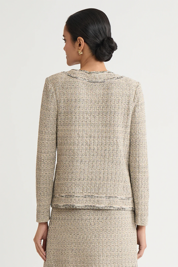 Ming Wang Heritage Shimmer Tweed Knit Jacket - Gold/Black