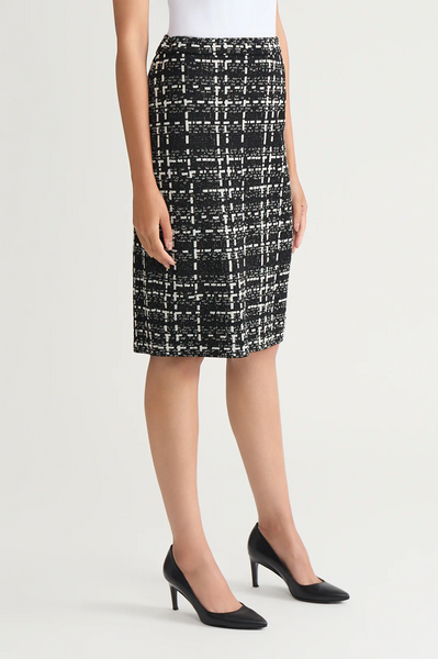 Ming Wang Plaid Jacquard Knit Skirt - Black/White