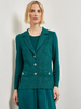 Image of Misook Floral Jacquard Knit Button Front Jacket - Spruce Green