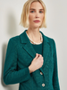 Image of Misook Floral Jacquard Knit Button Front Jacket - Spruce Green