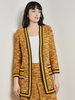 Image of Misook Contrast Trim Tweed Knit Jacket - Ochre/Black/Multicolor