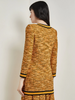 Image of Misook Contrast Trim Tweed Knit Jacket - Ochre/Black/Multicolor