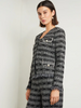 Image of Misook Rhinestone Detail Fringe Trim Tweed Knit Jacket - Black/New Ivory