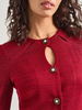 Image of Misook Two-Tone Keyhole Detail Button Front Tailored Knit Jacket - Rouge/Black