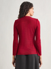 Image of Misook Two-Tone Keyhole Detail Button Front Tailored Knit Jacket - Rouge/Black