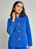 Image of Misook Long Sleeve Tonal Ottoman Knit Jacket - Aegean Blue