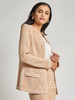 Image of Misook Long Sleeve Mélange Whipstitch Detail Knit Jacket - Baked Clay/Biscotti/Aquatic