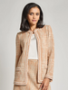Image of Misook Long Sleeve Mélange Whipstitch Detail Knit Jacket - Baked Clay/Biscotti/Aquatic