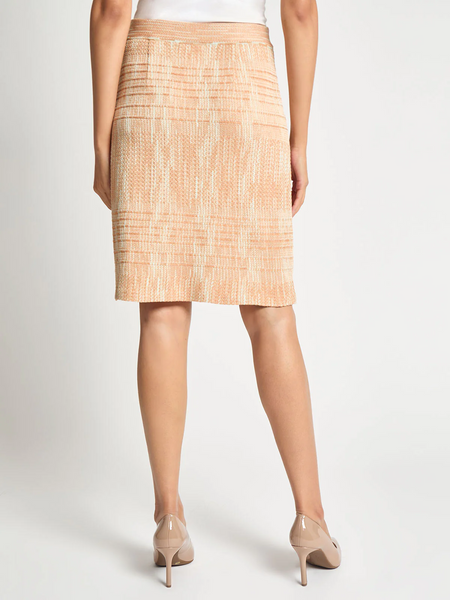 Misook Mélange Straight Knit Skirt - Baked Clay/Biscotti/Aquatic