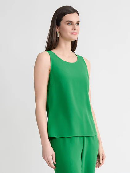 Misook Crepe de Chine Tank - Clover Field