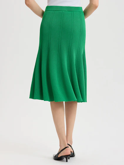 Misook Flared Tonal Pull On Knit Skirt - Clover Field