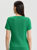 Image of Misook Faux Tie Neck Short Sleeve Pullover Knit Top - Clover Field