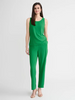 Image of Misook Nora Straight Leg Crepe de Chine Pull On Pant - Clover Field