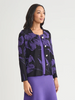 Image of Misook Floral Jacquard knit Jacket - Concord Purple/Black