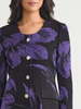 Image of Misook Floral Jacquard knit Jacket - Concord Purple/Black