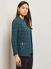 Image of Misook Novelty Tweed Knit Jacket - Marine Teal