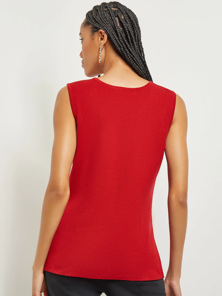 Misook Scoop Neck Knit Tank - Classic Red