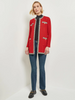 Image of Misook Contrast Trim Cable Knit Jacket - Classic Red/Multicolor
