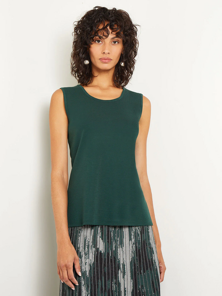 Misook Scoop Neck Knit Tank - Hunter Green